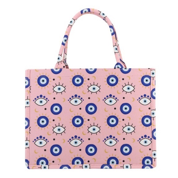 Ladies EVIL EYE Printed Colorful Tote Handbag - Picture 3 of 3